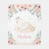 Whimsical Chic Swan Princess Blush Peach Floral Fleece Deken (Voorkant)