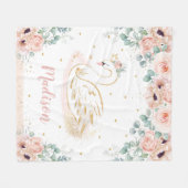 Whimsical Chic Swan Princess Blush Peach Floral Fleece Deken (Voorkant (Horizontaal))