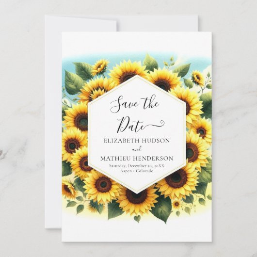 Whimsical Chic Zonnebloem bruiloft Save The Date (Voorkant)