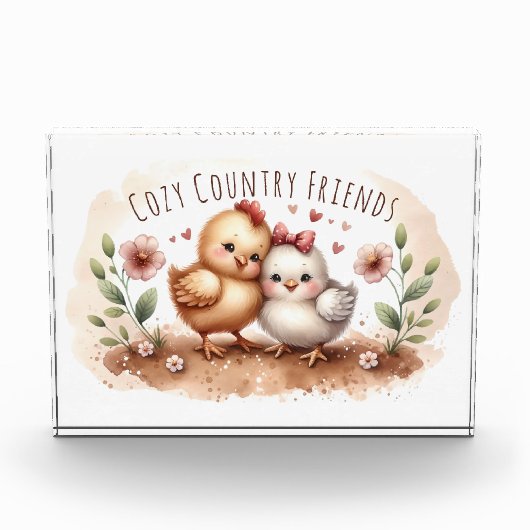 Whimsical Chick Duo Cottagecore Watercolor Fotoblokken (Voorkant)