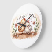 Whimsical Chick Duo Cottagecore Watercolor Grote Klok (Hoek)