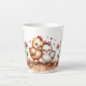 Whimsical Chick Duo Cottagecore Watercolor Latte Mok (Voorkant)