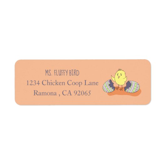 Whimsical Chick Out of Shell Retouradres Labels (Voorkant)