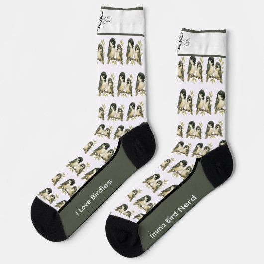 Whimsical Chickadee Bird Sokken (Links)