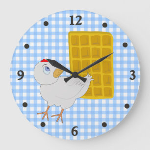 Whimsical Chicken and Waffle Kitchen Wall Clock Grote Klok