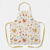 Whimsical Chicken Floral Farmhouse Design Schort (Voorkant)