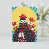 Whimsical Chicken Folk Art Bedankkaart (Staand voorkant)