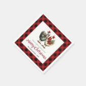 Whimsical chickens Christmas napkins editable name Servet (Hoek)