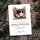 Whimsical Chickens Funny Christmas Greeting Card Feestdagenkaart