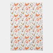 Whimsical Chickens Hens Cute Bird Pattern Theedoek (Verticaal)