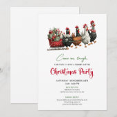 Whimsical Chickens Holiday Celebration Party Card Kaart (Voorkant / Achterkant)