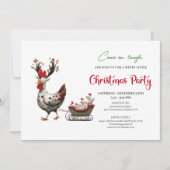 Whimsical Chickens Minimalist Christmas Party Card Kaart (Voorkant)