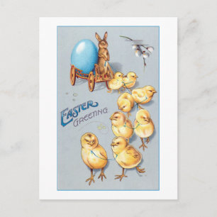 Whimsical  Chicks and Easter Bunny Briefkaart