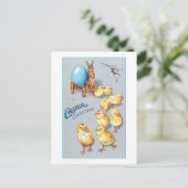 Whimsical  Chicks and Easter Bunny Briefkaart (Staand voorkant)