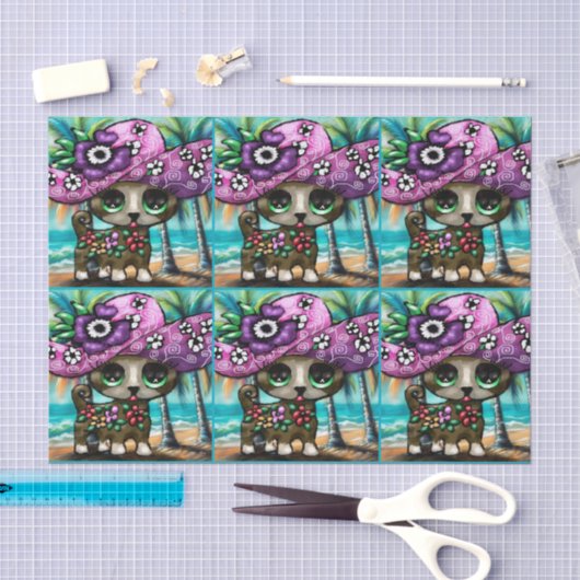 Whimsical Chihuahua Dog Palm Trees Decoupage Tissuepapier (Craft)