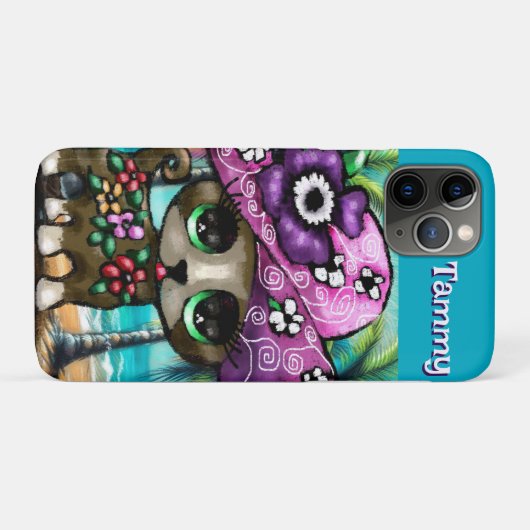 Whimsical Chihuahua Dog Palm Trees Gepersonaliseer Case-Mate iPhone Case (Achterkant (horizontaal))