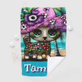 Whimsical Chihuahua Dog Palm Trees Gepersonaliseer Golfhanddoek (Insitu)