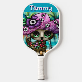 Whimsical Chihuahua Dog Palm Trees Gepersonaliseer Pickleball Paddle