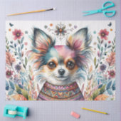 Whimsical Chihuahua in Boho Bloemige Waterverf Tissuepapier (Craft)