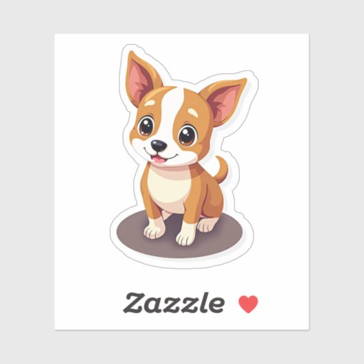 Whimsical Chihuahua, Schattige isometrische pup, k Sticker (Vel)