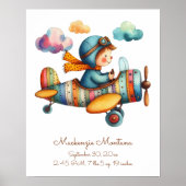 Whimsical Child Flying Plane Nursery Poster (Voorkant)