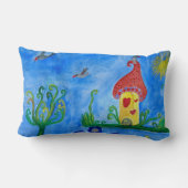 Whimsical Child Illustration Lumbar Pillow Kussen (Achterkant)