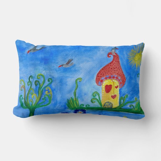 Whimsical Child Illustration Lumbar Pillow Kussen (Voorkant)
