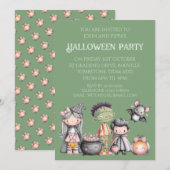 Whimsical Children's Halloween Party Kaart (Voorkant / Achterkant)