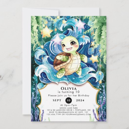 Whimsical Children's Turtle Verjaardag Kaart (Voorkant)