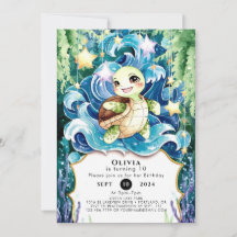 Whimsical Children's Turtle Verjaardag