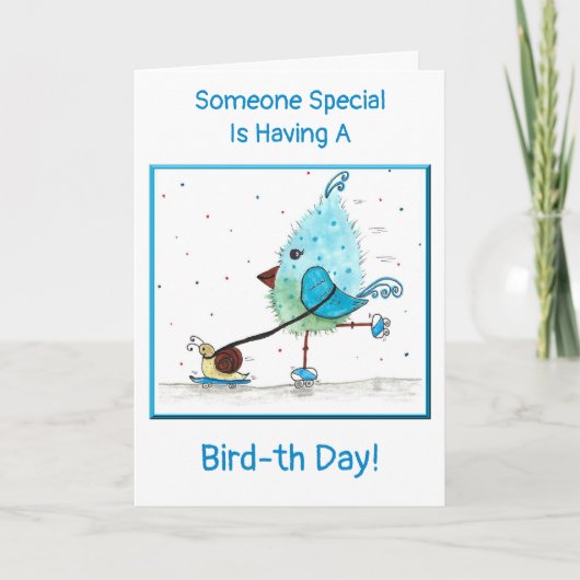 Whimsical Child's Blue Birthday Kaart (Voorkant)