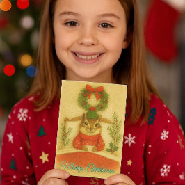 Whimsical  Chipmunk Christmas Greeting Card Feestdagen Kaart