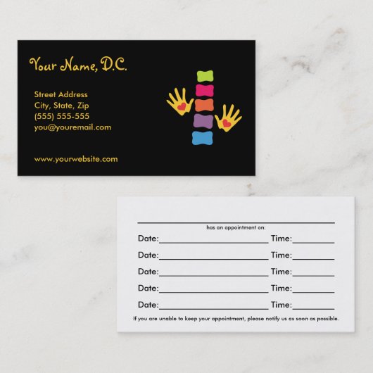 Whimsical Chiropractic Appointards Afsprakenkaartje (Voorkant / Achterkant)