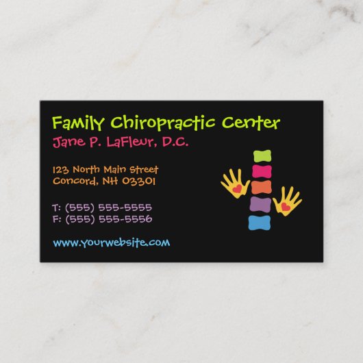 Whimsical Chiropractic Visitekaartjes (Voorkant)