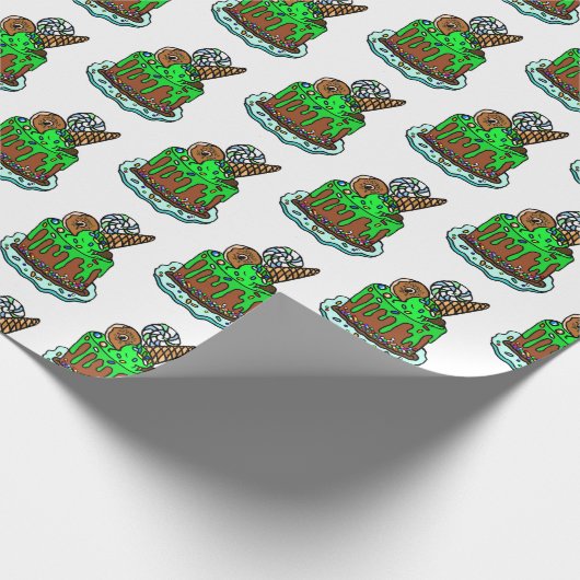 Whimsical Chocolate Birthday Cake Cadeaupapier (Hoek)