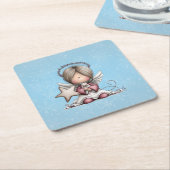 Whimsical Christmas Angel Kartonnen Onderzetters (Schuin)