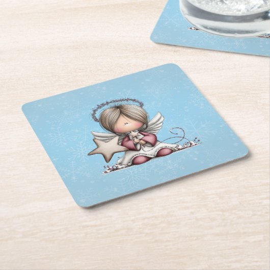 Whimsical Christmas Angel Kartonnen Onderzetters (Schuin)