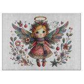 Whimsical Christmas Angel met meerkleurige vleugel Snijplank (Voorkant)