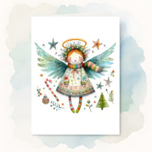 Whimsical Christmas Angel Moderne volkskunst stijl