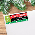Whimsical Christmas Banner retour adreslabel Etiket<br><div class="desc">Dit grillige,  feestelijke retouradres label komt overeen met onze "Handgetekende JOY Collage Holiday Christmas Photo Card." Bekijk meer van onze design op zazzle.com/doodlelulu (tegen 2 juni bugs.)</div>