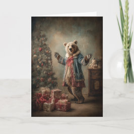 Whimsical Christmas Bear Feestdagen Kaart