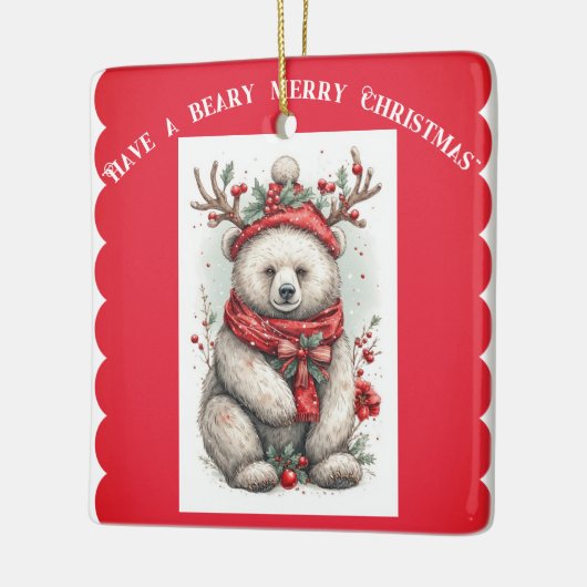 Whimsical Christmas Bear Quote Playful Quirky Cute Keramisch Ornament (Links)