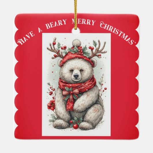 Whimsical Christmas Bear Quote Playful Quirky Cute Keramisch Ornament (Achterkant)