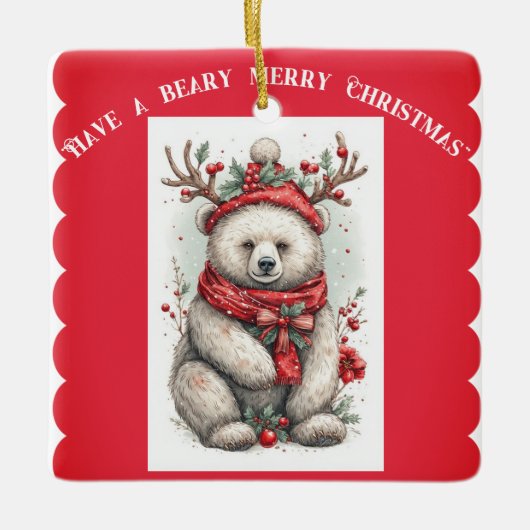 Whimsical Christmas Bear Quote Playful Quirky Cute Keramisch Ornament (Voorkant)