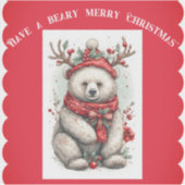 Whimsical Christmas Bear Quote Playful Quirky Cute Sticker (Voorkant)