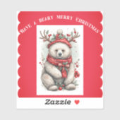 Whimsical Christmas Bear Quote Playful Quirky Cute Sticker (Vel)