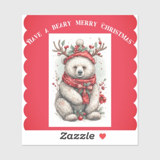 Whimsical Christmas Bear Quote Playful Quirky Cute Sticker (Vel)