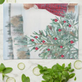 Whimsical Christmas Beer Winter Pine Theedoek (Gevouwen)