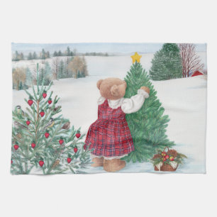 Whimsical Christmas Beer Winter Pine Theedoek
