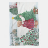 Whimsical Christmas Beer Winter Pine Theedoek (Verticaal)